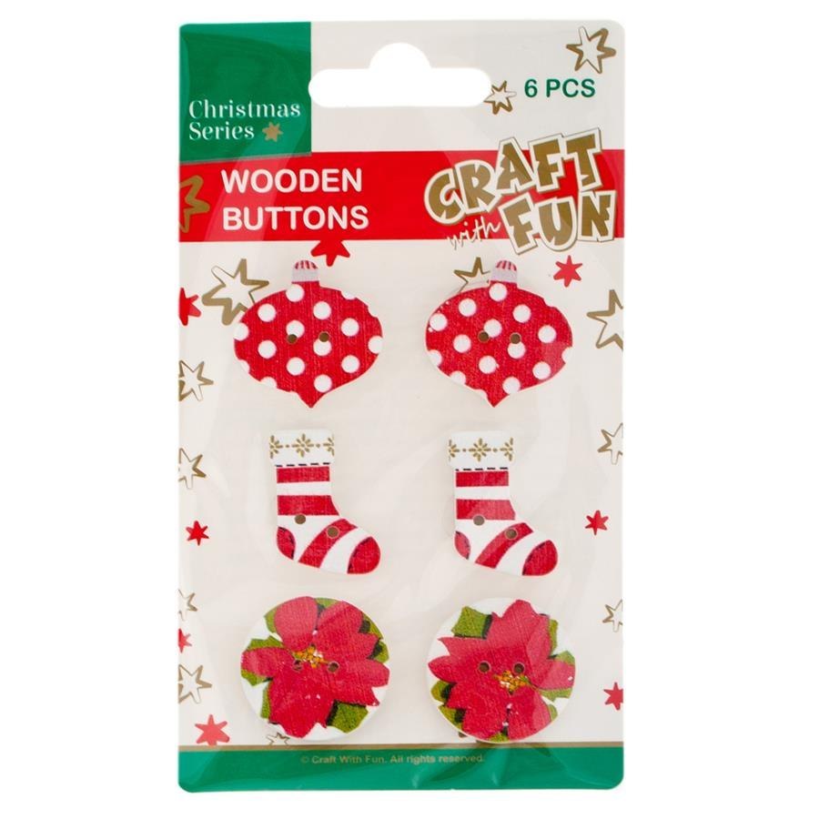 DECORATIVE WOODEN ORNAMENT BN BUTTON MIX OF PATTERNS CRAFT WITH FUN 438497